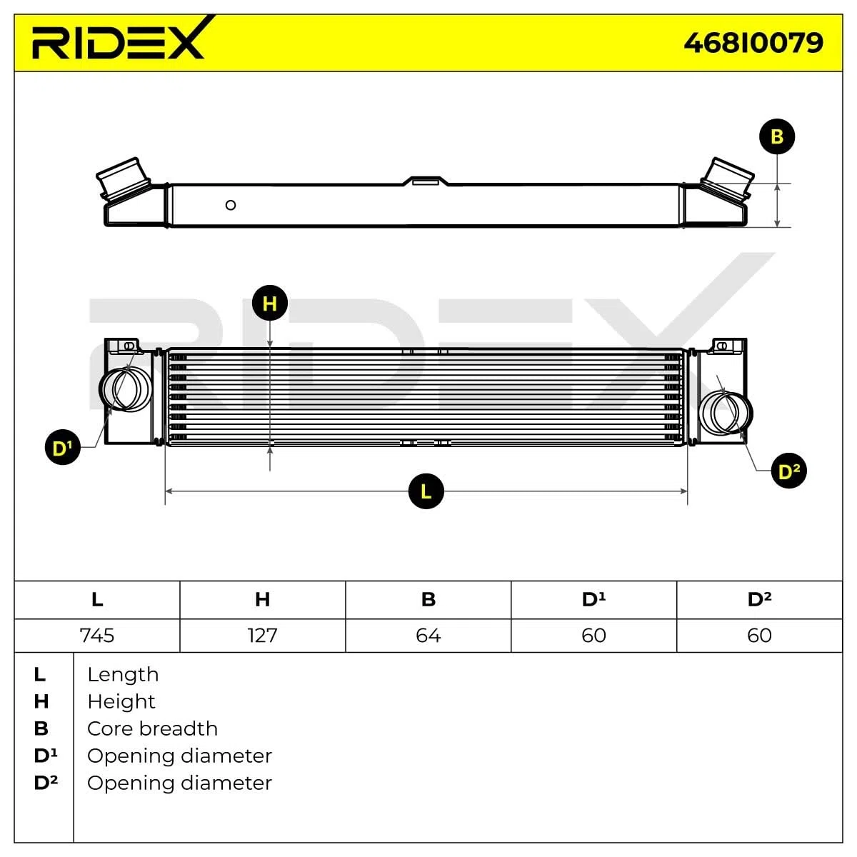 RIDEX 468I0079 Intercooler
