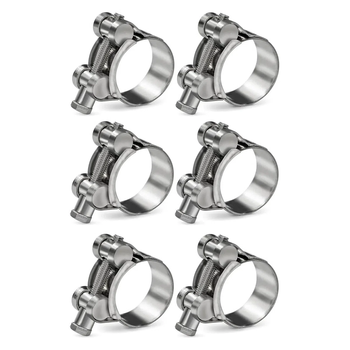 Opaski zaciskowe ze stali nierdzewnej, 6 sztuk 304 śruba T ze stali nierdzewnej Turbo Intercooler spawanie zacisk węża wydechowego 17-174mm(6pcs 68-73mm)