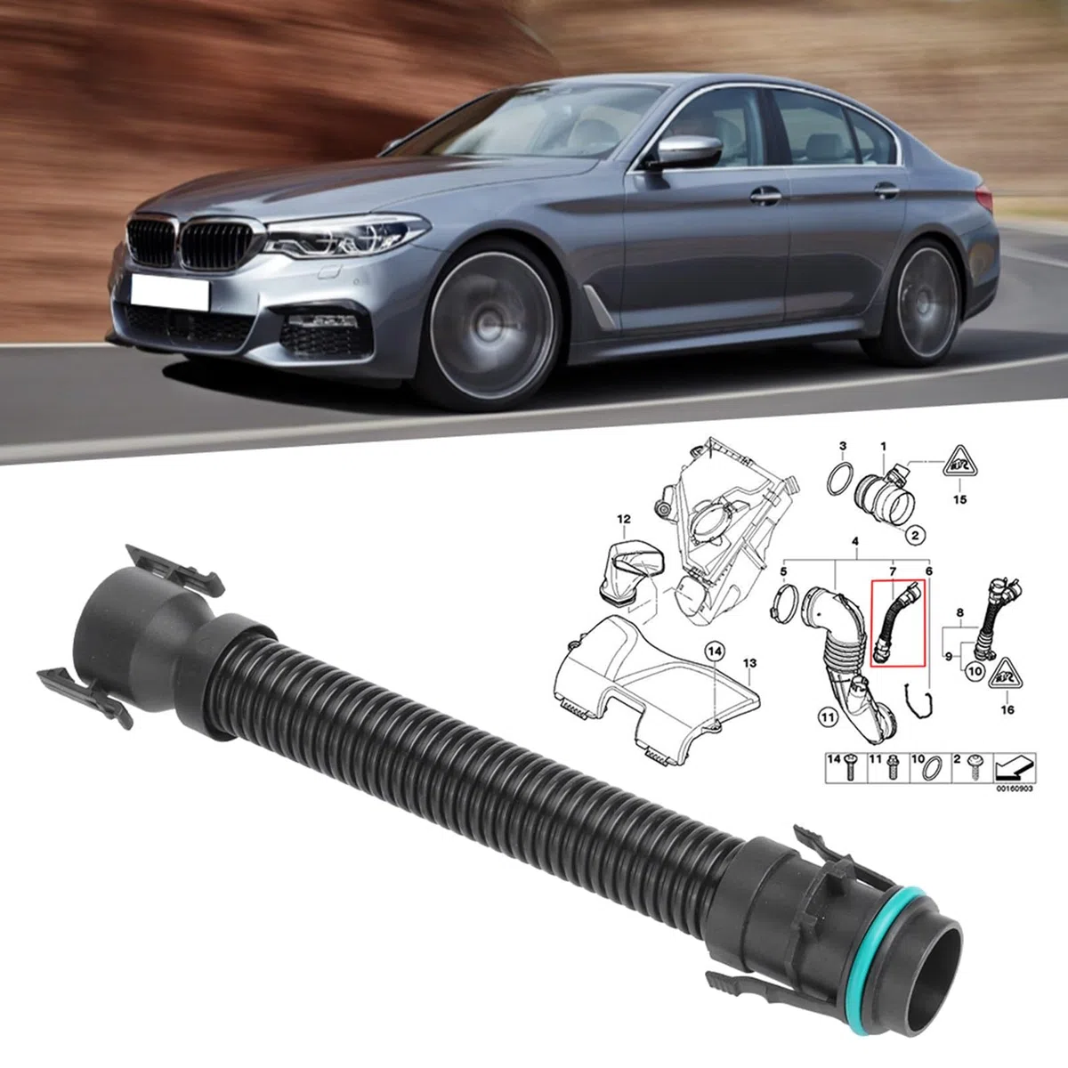Qiilu Turbo wąż do filtra powietrza, węże do filtra powietrza 13717803842 Nadaje się do serii 1 3 4 5 6 7 X1 X3 X4 X5 X6