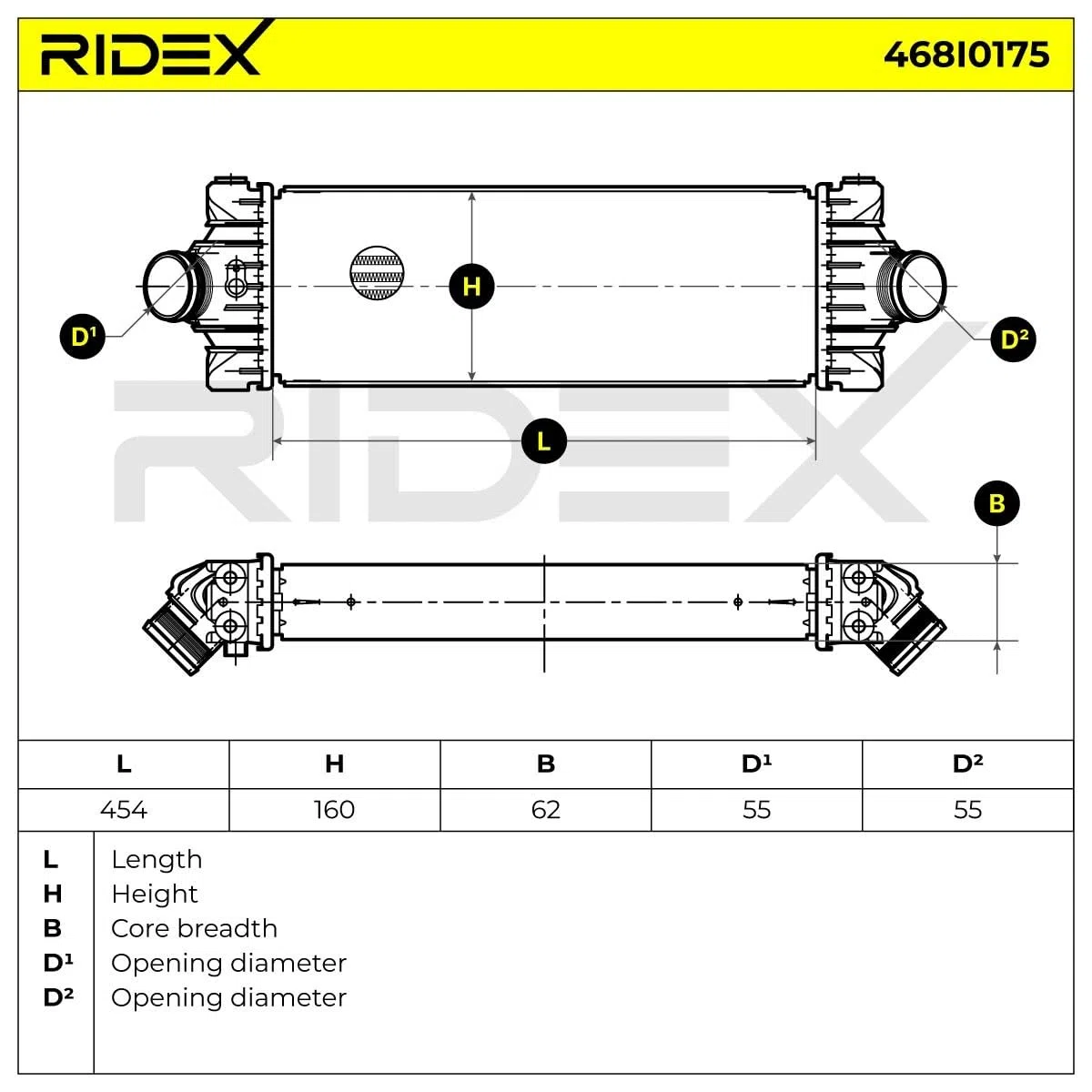 RIDEX 468I0175 Intercooler