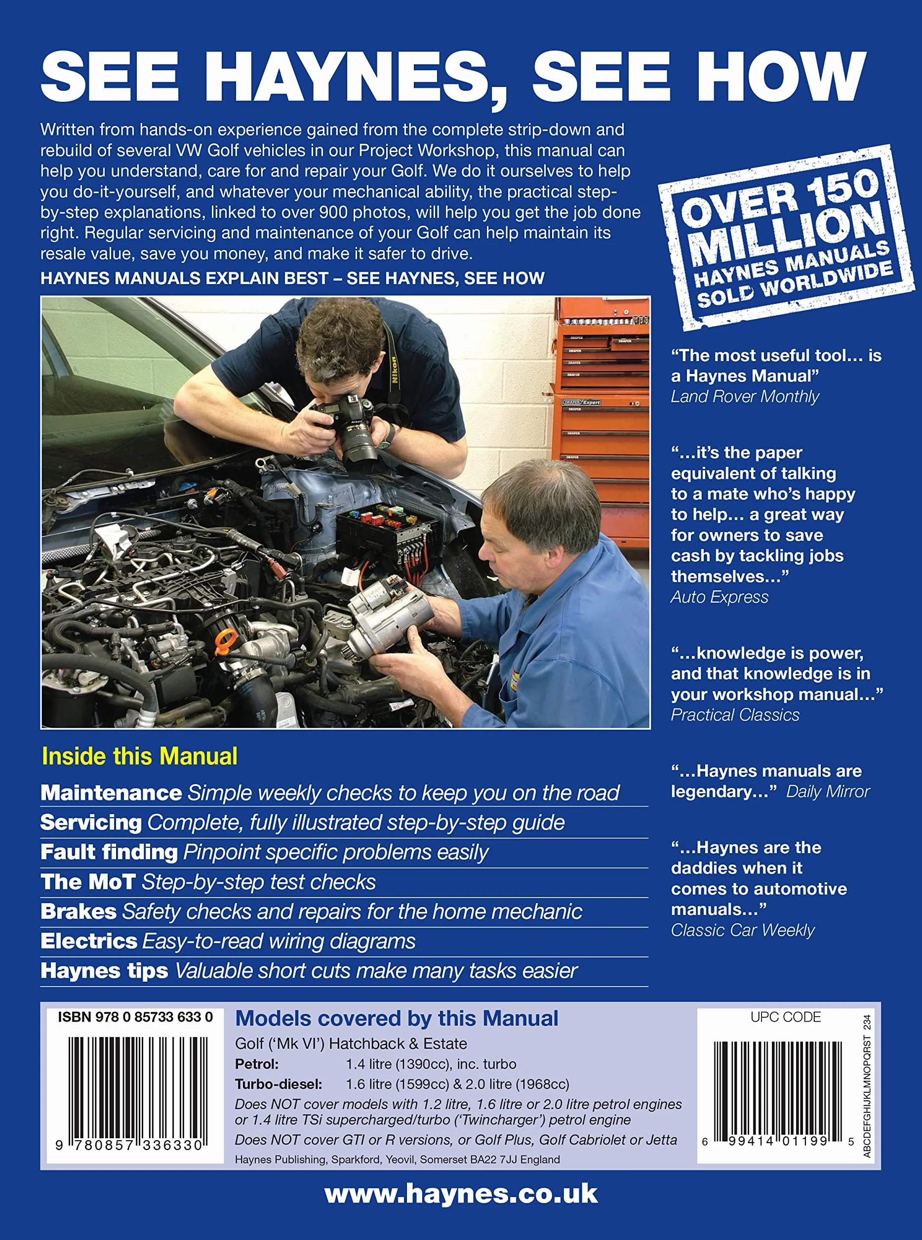 VW Golf Petrol and Diesel (09 - 12) 58 to 62