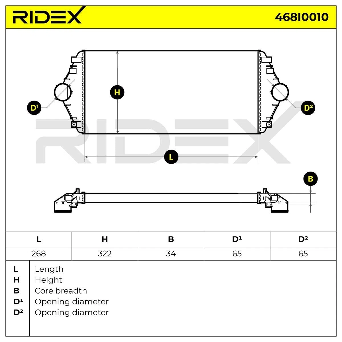 RIDEX 468I0010 Intercooler